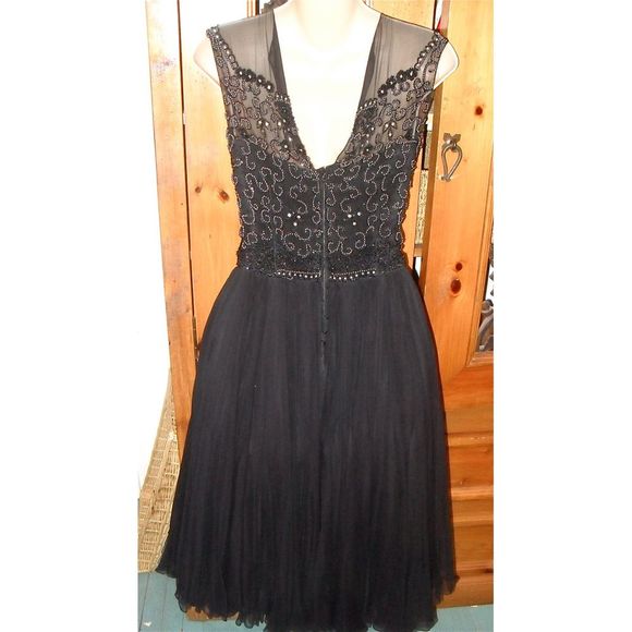 VTG Hollywood 50s 60s Cocktail Dress RHINESTONES - Picture 5 of 6